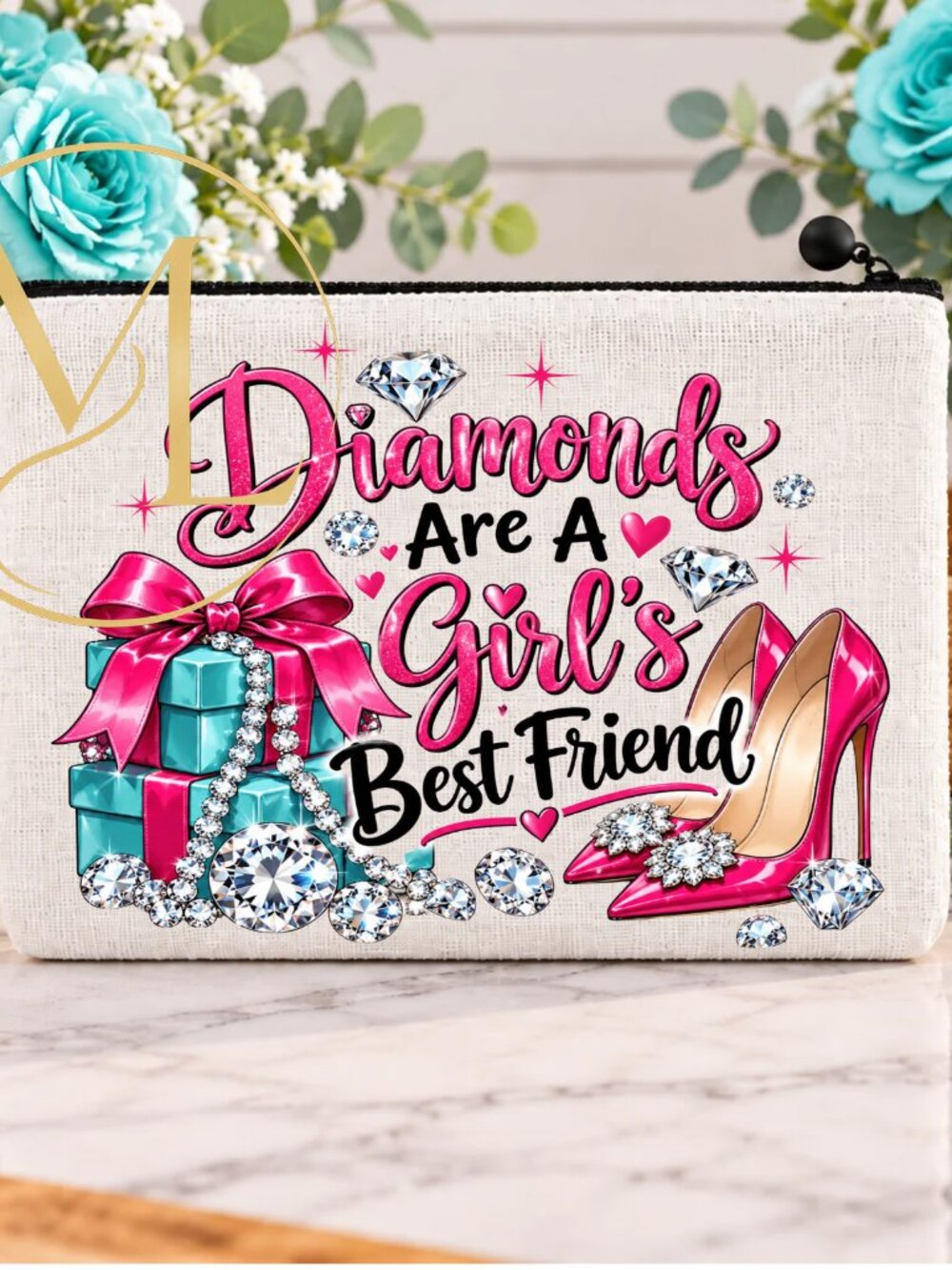 Diamonds are a Girls Best Friend Make-Up Bag/Wristlet